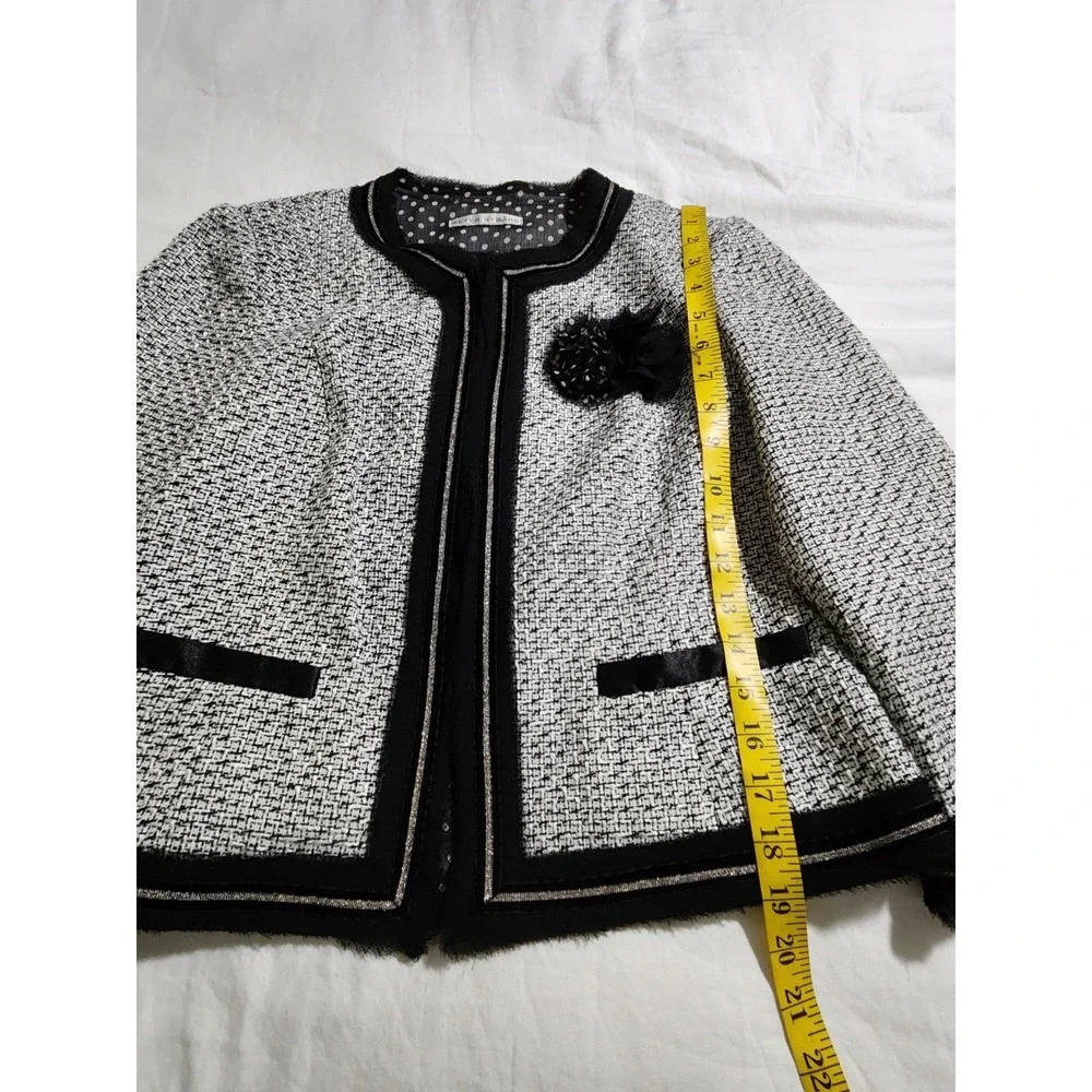PETER NYGARD Women's Lined Coat Knit Black White Pockets‎ Size S